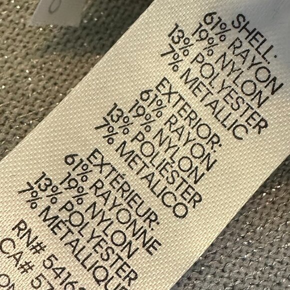 Calvin Klein Silver Grey Sparkle Glitter Sweater Pullover Mock Neck Button Large - Picture 12 of 13